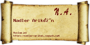 Nadler Arikán névjegykártya